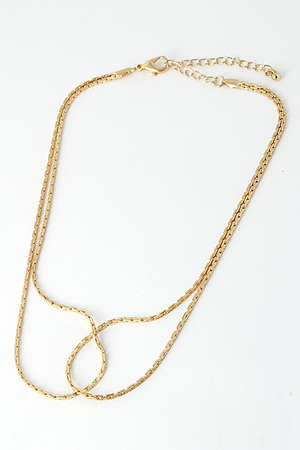 Double Flat Chain Twisted Necklace 5EAG1